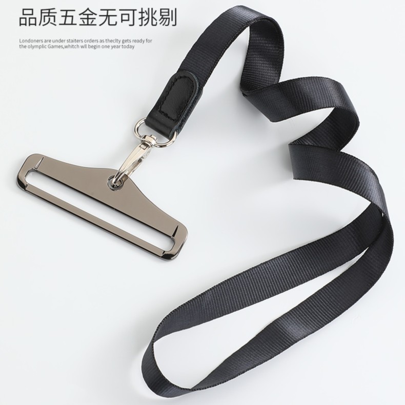 证件套金属卡托卡包折叠皮套挂式皮夹带挂绳带扣韩版电镀灰色高档