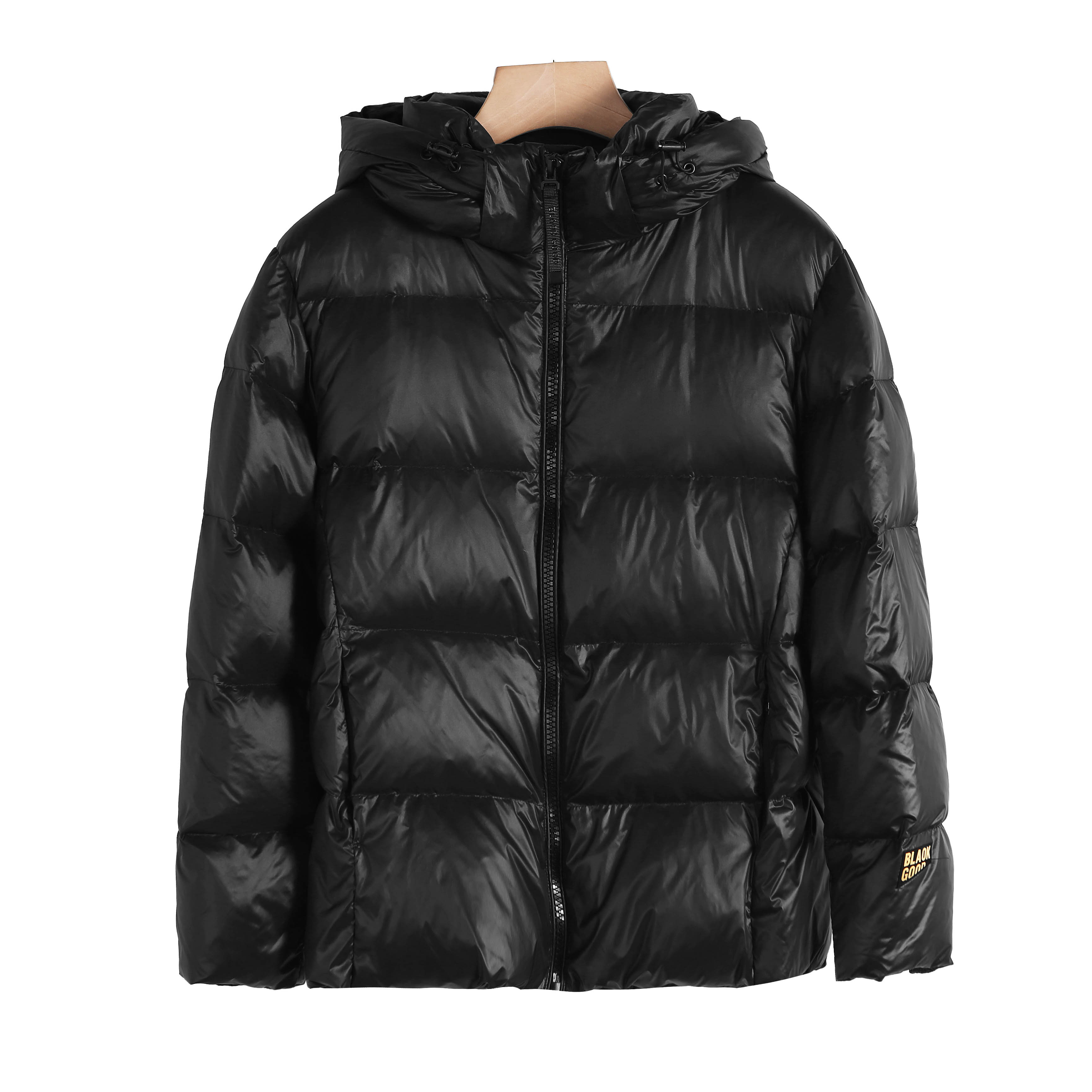 高蓬松鹅绒！石墨烯自发热面料黑金情侣短款羽绒服A126