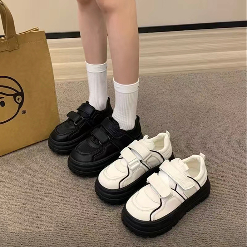 回力瑞网红同款魔术贴港风厚底小白鞋女2023新款春秋爆款板鞋潮流