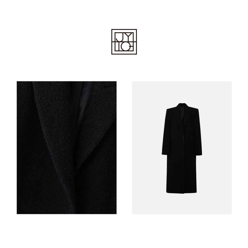 JiaoyeKequer【极夜】'绵羊毛’ 气质长款黑大衣CZ-308DY-AYS3SD1216
