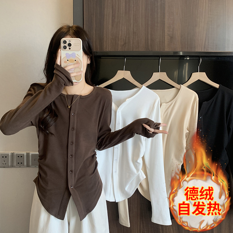 冬季时尚新款大码女装韩版胖MM可外穿长袖显瘦保暖T恤-HLFS996