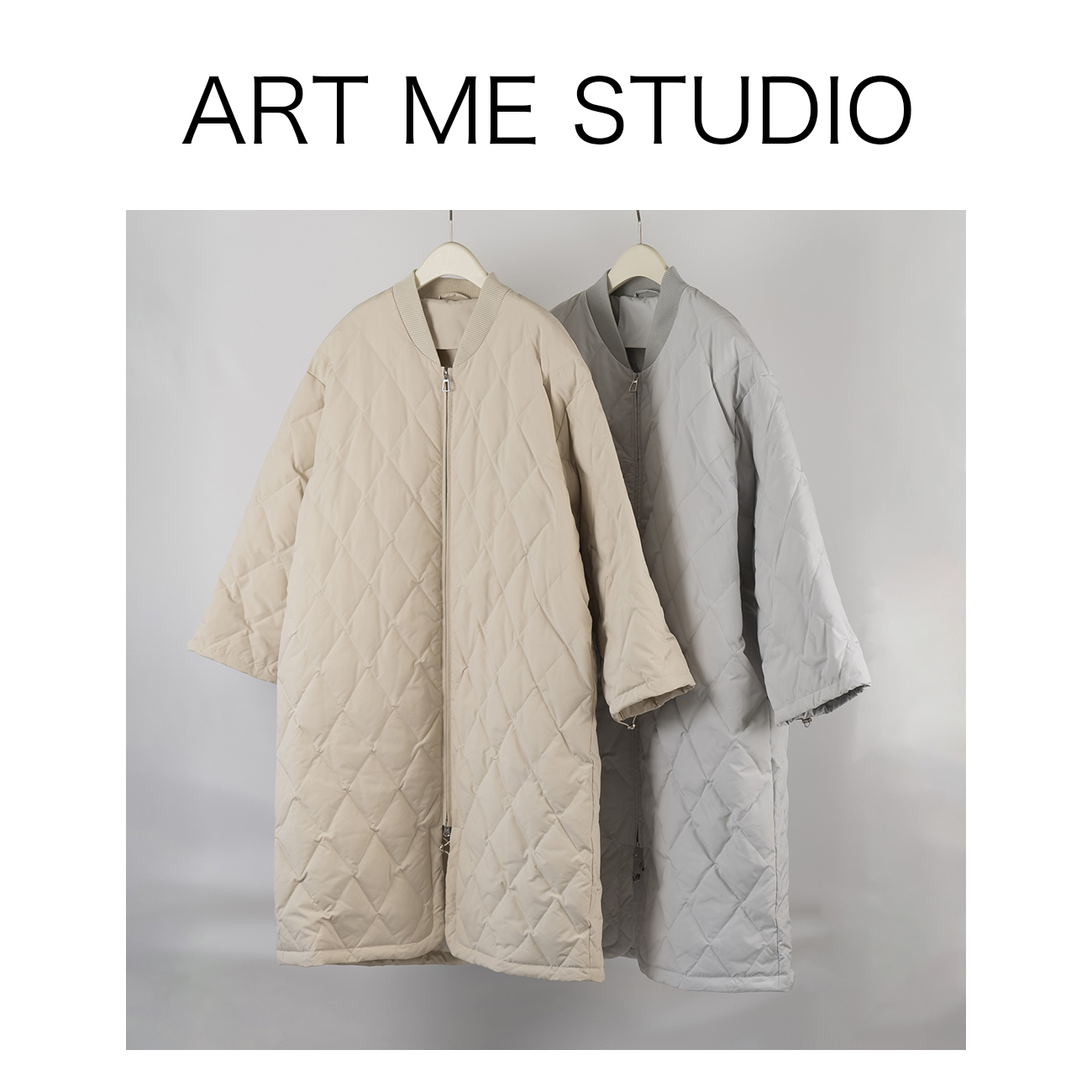 ARTME瓜瓜呀【菱格鹅绒服】时尚宽松中长款文艺秋冬轻薄a017