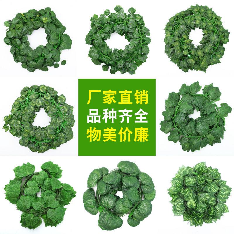 仿真葡萄叶藤条装饰假绿萝叶吊顶藤蔓植物塑料绿叶子下水管道缠绕