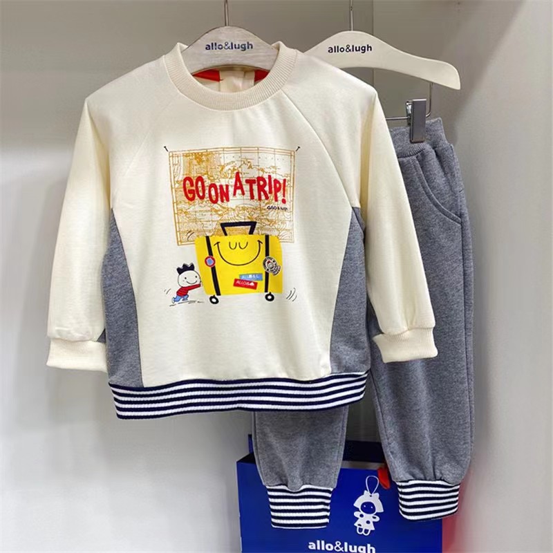 TZ1287 儿童行李箱图案米色套装