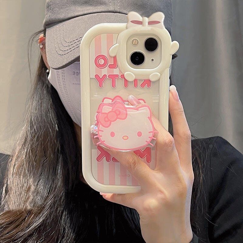 粉白KT猫适用苹果13/14promax手机壳12全包11华为/oppo/vivo/小米