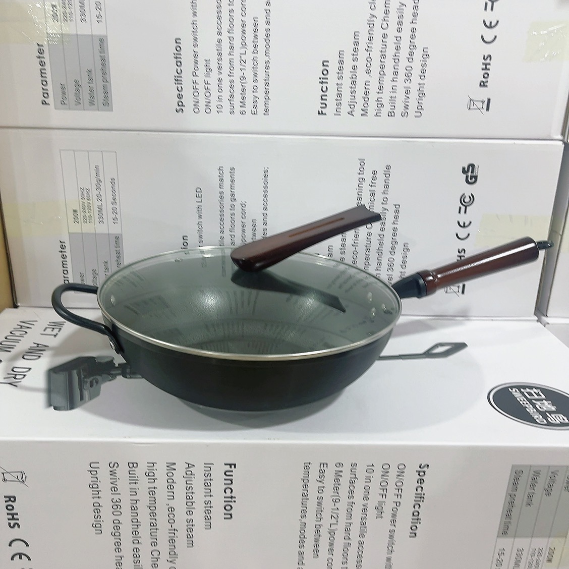 32冰裂纹带盖全复底炒极铁炒锅无涂层炒锅通用灶具多功能炒锅