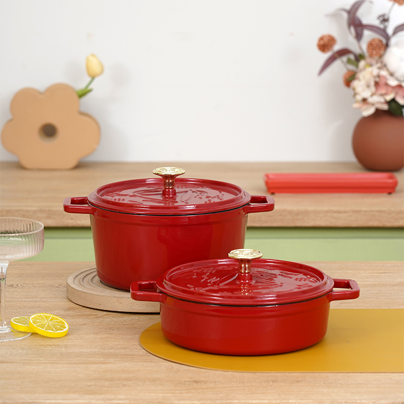 YANZAO/焱造铸铁珐琅锅boilboil三兔共耳22炖锅