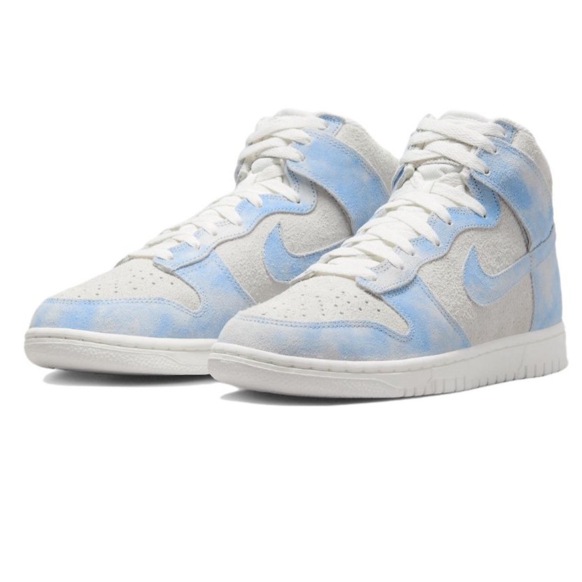 nike Dunk FD0882-400女款翻毛皮防滑高帮休闲板鞋 青春活力蓝灰