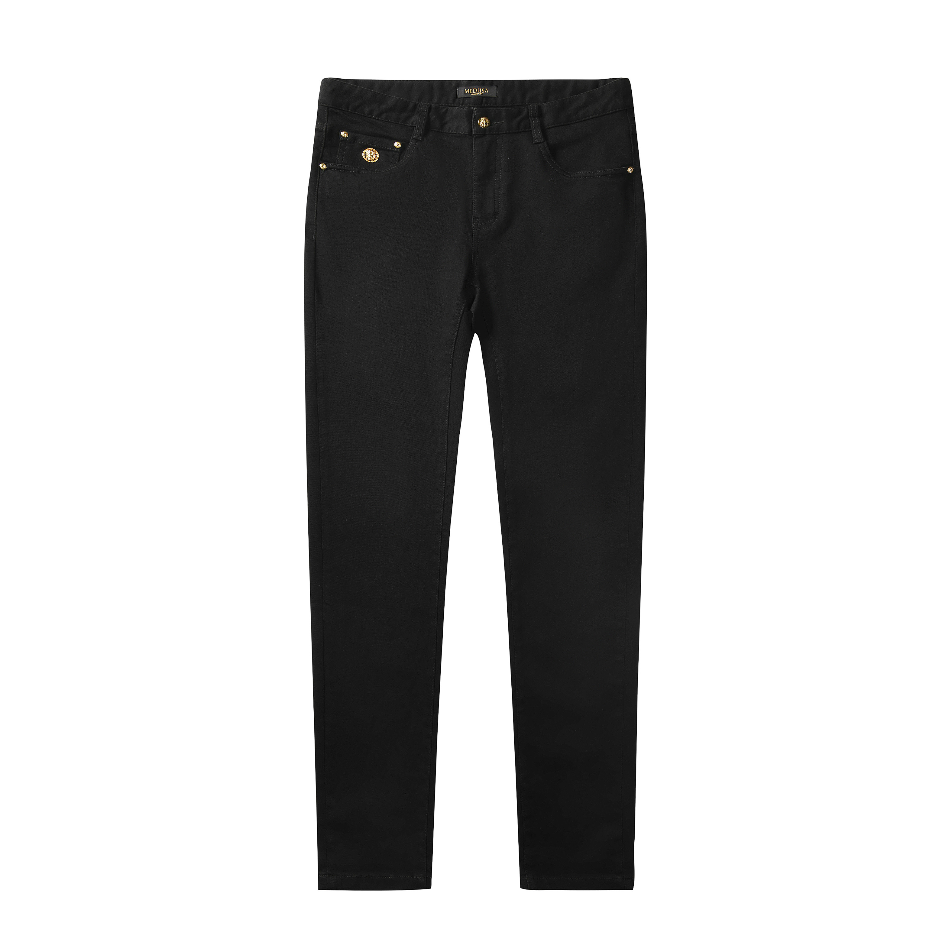 美杜莎牛仔裤秋季新款男士烫钻刺绣休闲中腰时尚长裤子23601