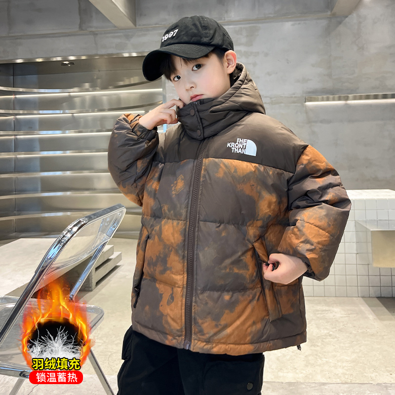 儿童装男童冬季羽绒服加厚外套2023新款男孩洋气中大童冬装炸街潮