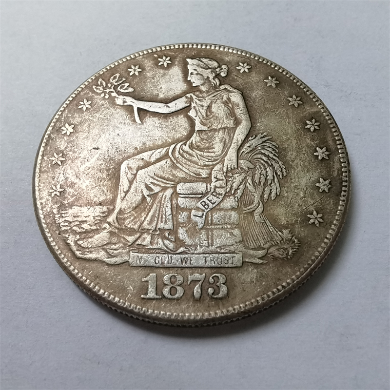 美国1美元“贸易美元” 1873年仿古镀银硬币工艺品国家纪念币