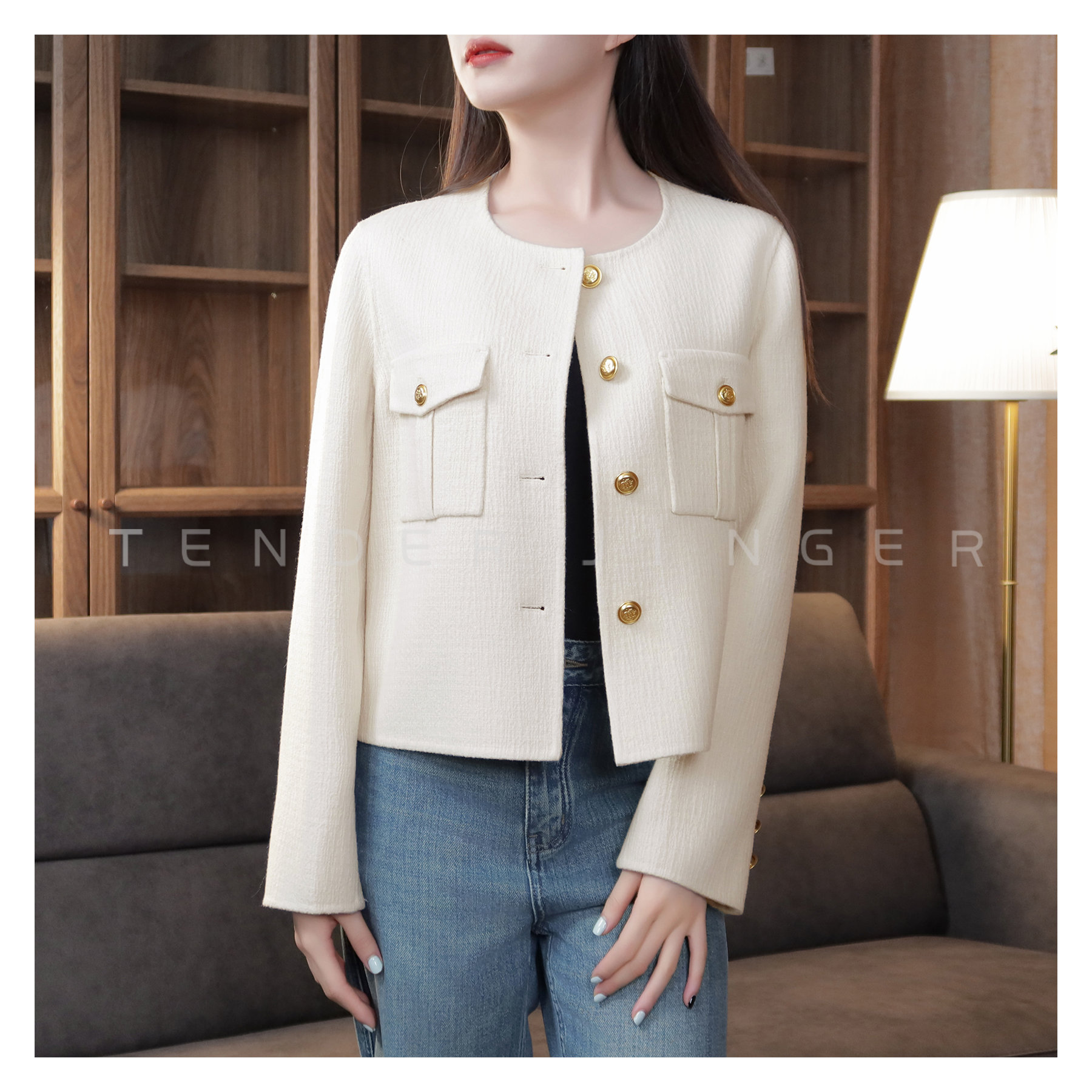 Tender Jinger【专柜】2023秋冬气质小香风短款外套T2309KLM003M