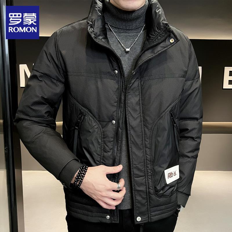 罗蒙羽绒服男士休闲短款上衣服冬季2023新款轻薄白鸭绒外套男冬装