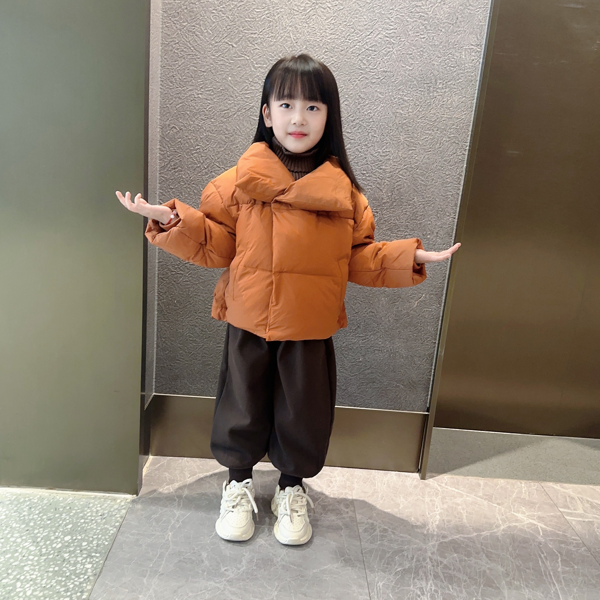 亲子羽绒服加厚外套面包服宽松韩版秋冬亲子中大童