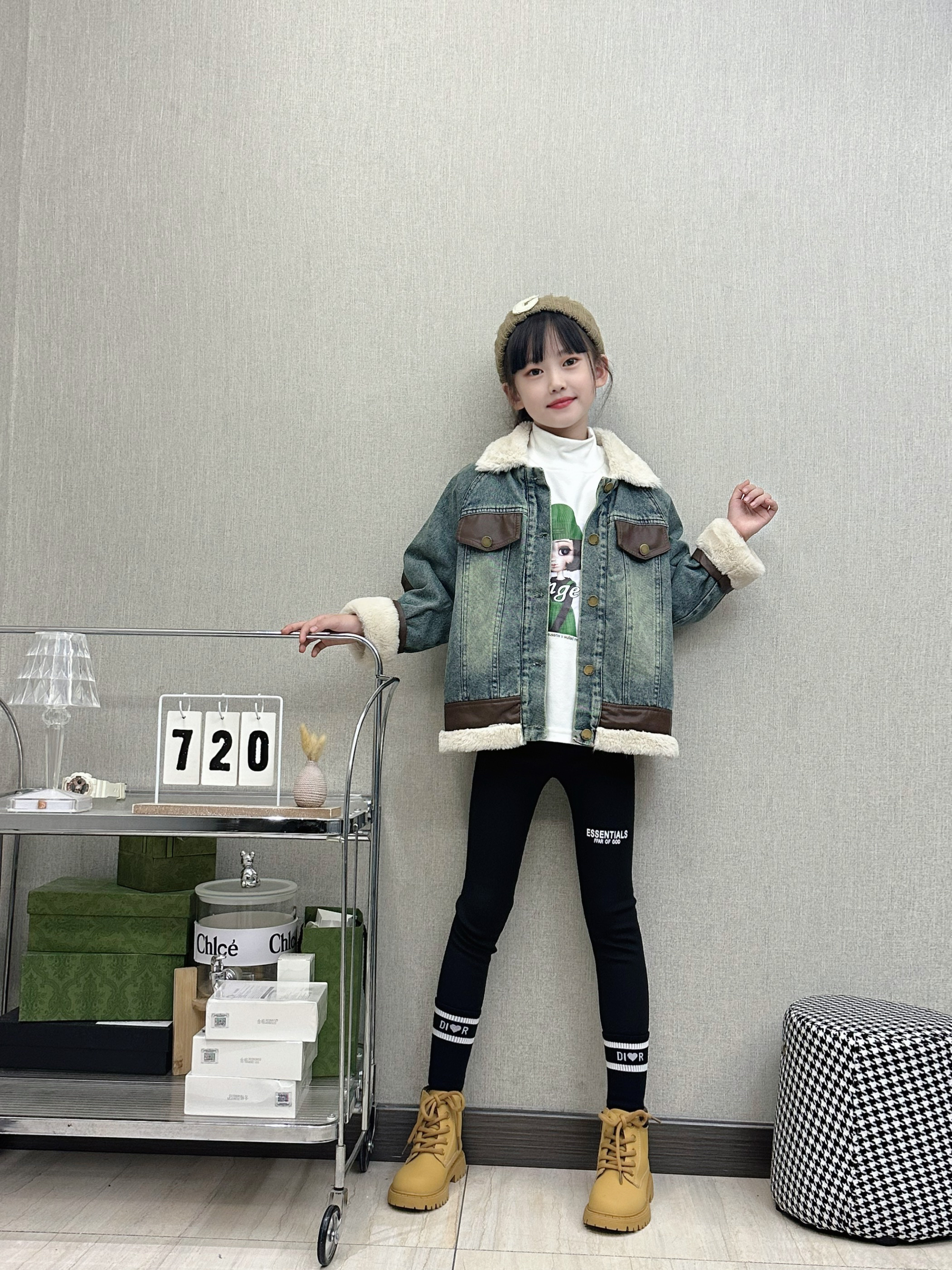 女童牛仔外套秋冬款2023新款女大童秋季加绒秋冬衣服儿童秋装套装