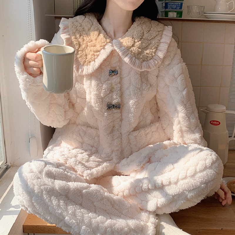 奶fufu珊瑚绒睡裙秋冬女款公主风甜美冬季加绒加厚保暖法兰绒睡衣