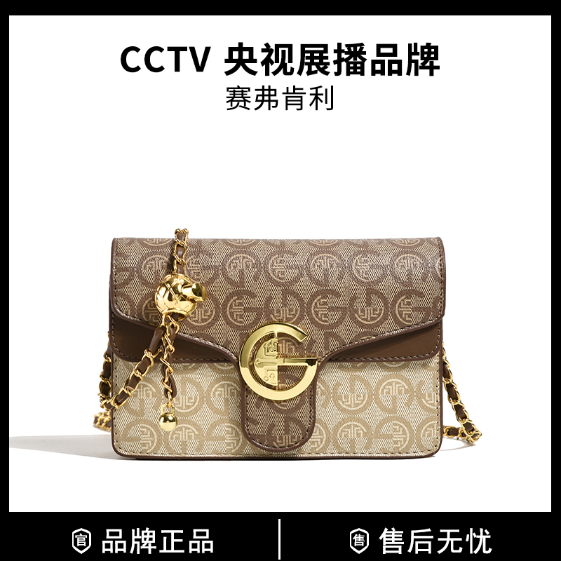 Ceavhklist/赛弗肯利小方包2023新款单肩包小金球链条肩带斜挎包