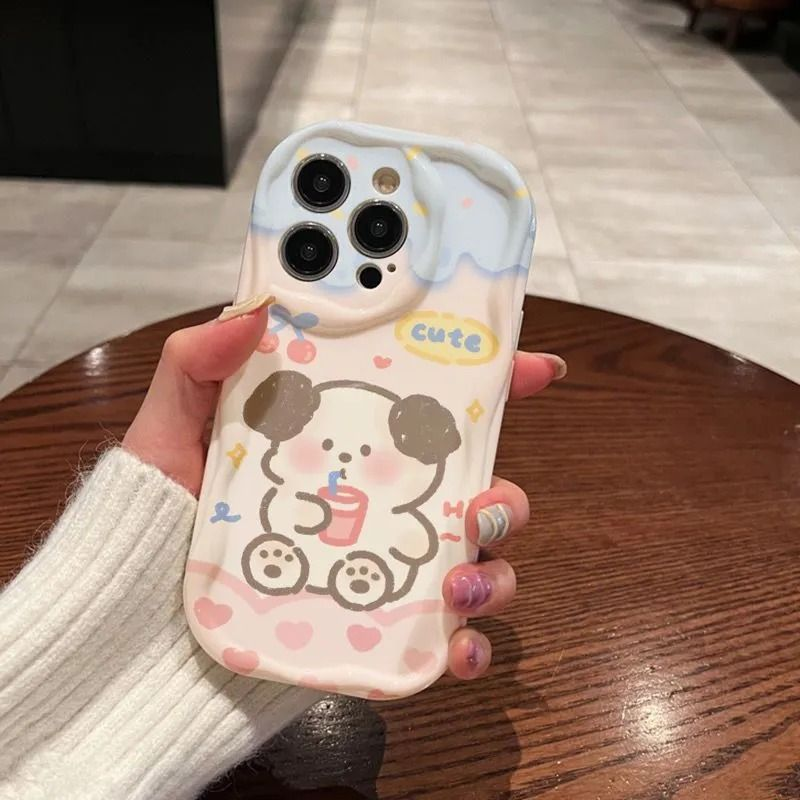 可爱小狗苹果15Pro/14/13华为小米OPPO/VIVO奶油手机壳荣耀高级XS