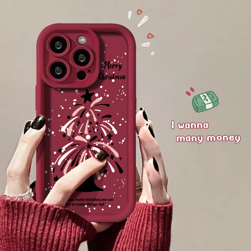 烟花圣诞树iPhone14苹果15Pro硅胶全包13promax/12/11Pro手机壳软