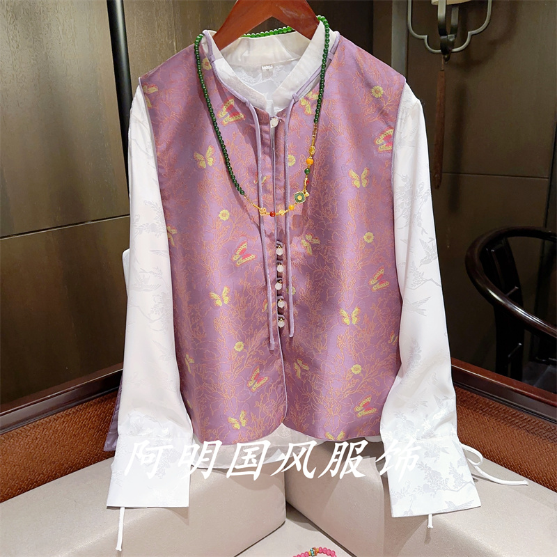 『玲珑』新中式国风重工刺绣坎肩女2023年新款百搭立领复古文艺马甲