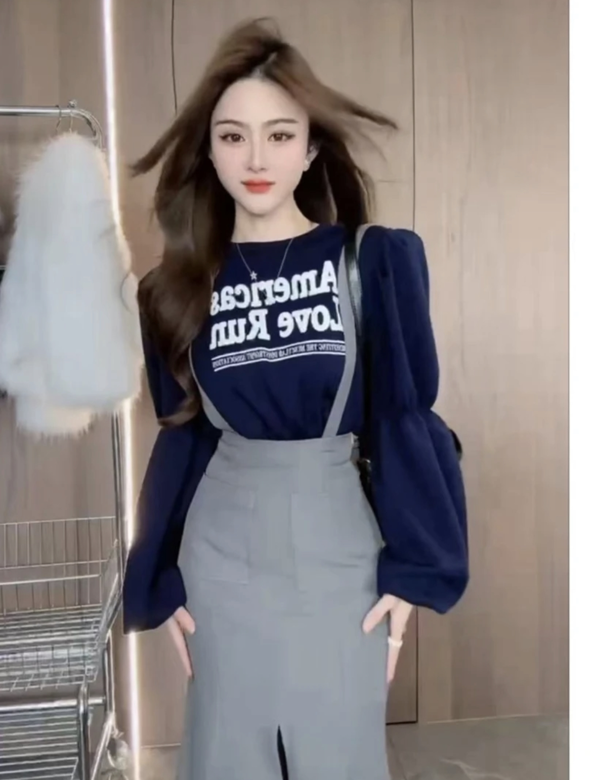 睿夕【回味无穷字母卫衣】2023秋季新款设计感字母抽绳圆领长袖卫衣