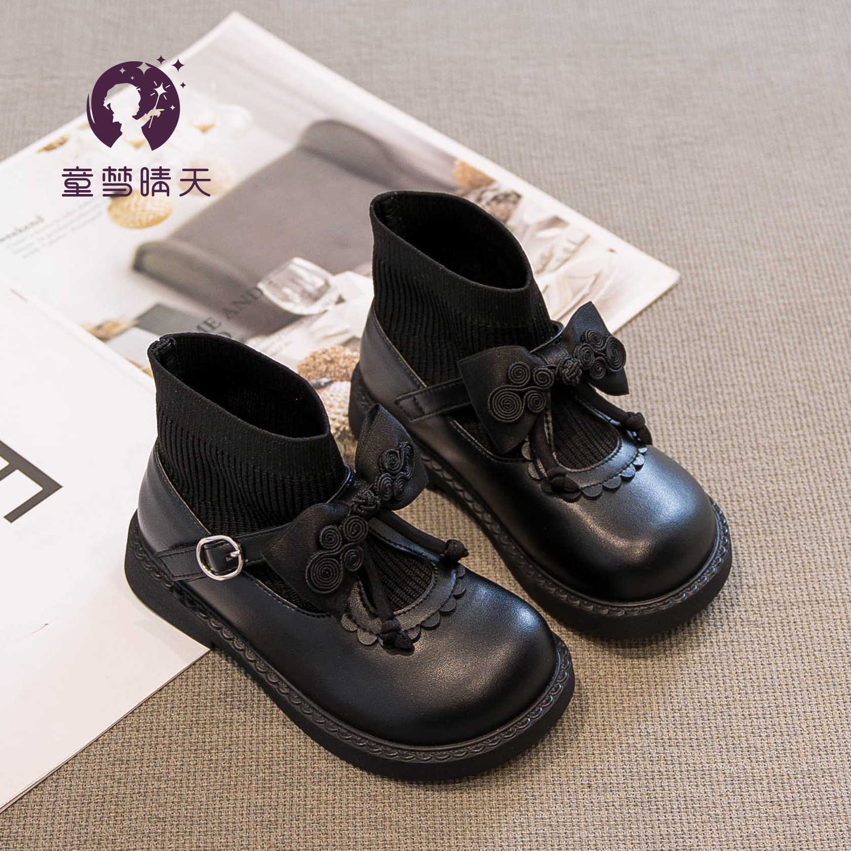 女童靴子春秋款儿童皮鞋2023新款洋气女大童袜子靴秋季女孩公主鞋