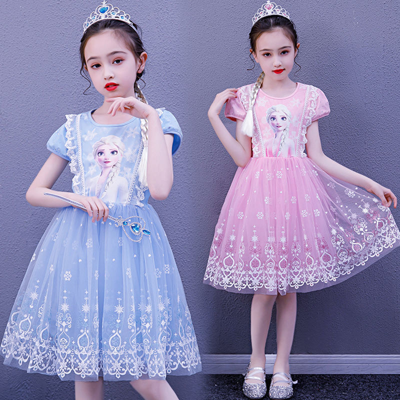 儿童夏季爱莎公主裙女孩冰雪奇缘夏款连衣裙小女孩节日礼服洋气