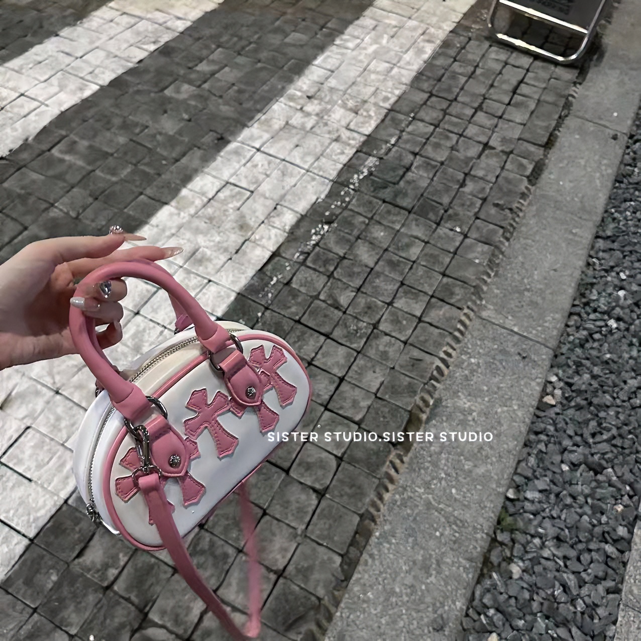 葡萄【拼色保龄球】春夏时尚休闲简约女士小众斜挎单肩手拎小包包
