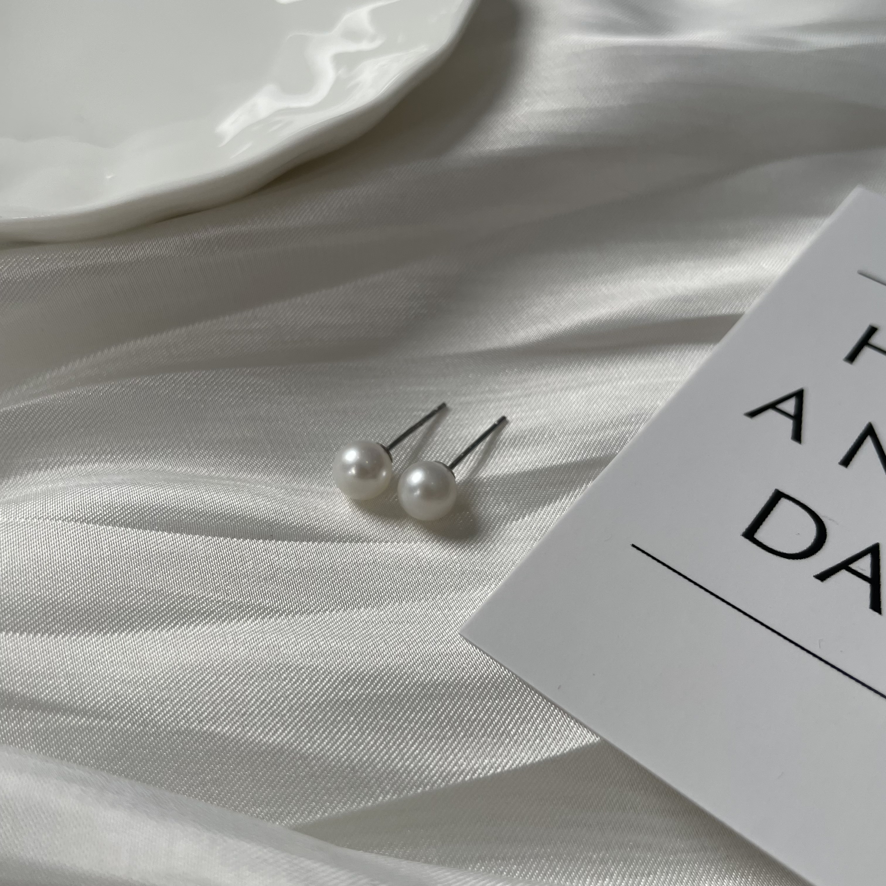 Gloire/古名【开昕昕】天然海水珍珠Akoya925银6-7mm简约珍珠耳钉