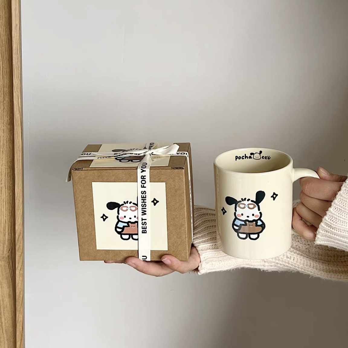 家用游泳小狗和飞行员杯子ins高颜值陶瓷杯情侣早餐杯生日礼物