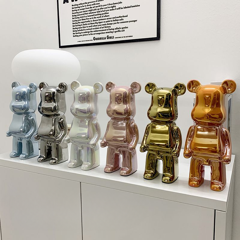 暴力熊摆件陶瓷电镀存钱罐北欧潮玩客厅家居饰品