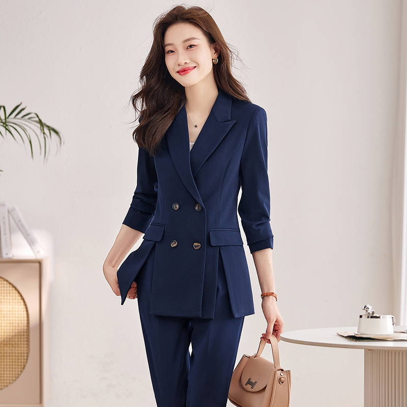 春秋正装女职业西装高级感双排扣修身气质酒店经理工作服套装6527