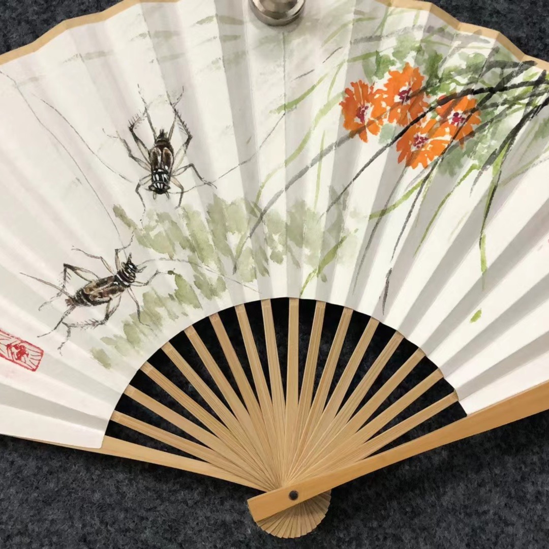 刘斌老师玉竹折扇直播间国画
