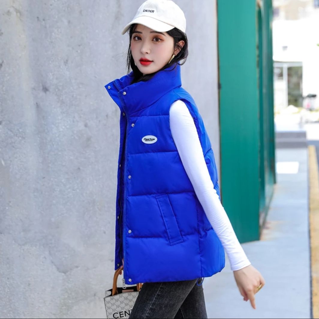 2023秋冬学生简约版立领百搭保暖外穿棉马甲-1015款