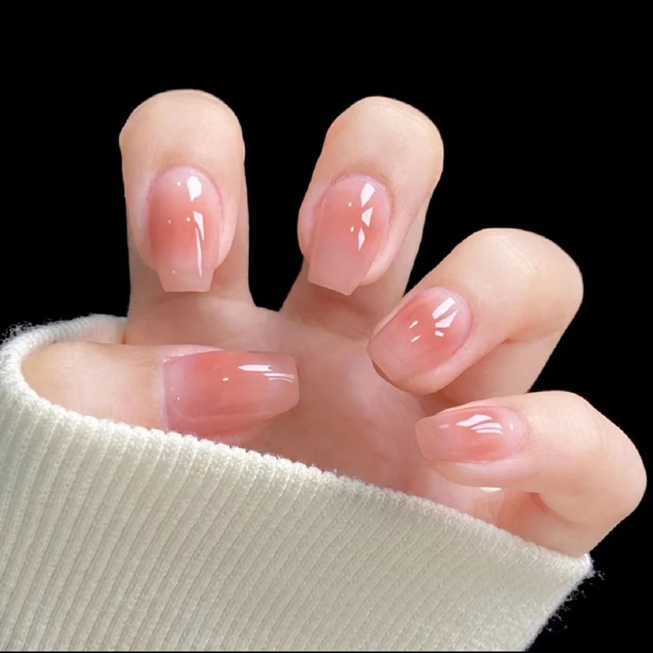 【短款】纯欲蜜桃 A142 穿戴美甲 24片甲+送果冻胶+送工具包