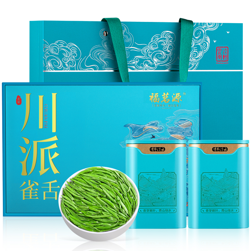福茗源茶叶绿茶特级川派雀舌2023新茶明前嫩芽峨眉山年货礼盒250g