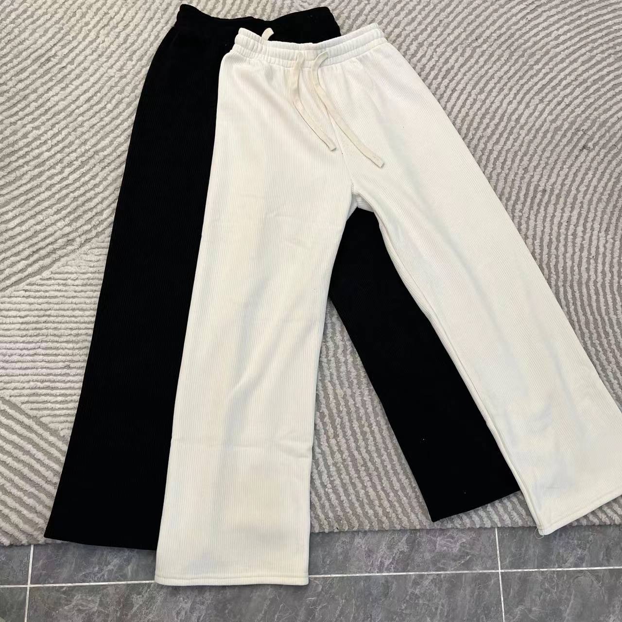 (叶子服饰) 秋冬新款加绒厚款休闲阔腿裤093