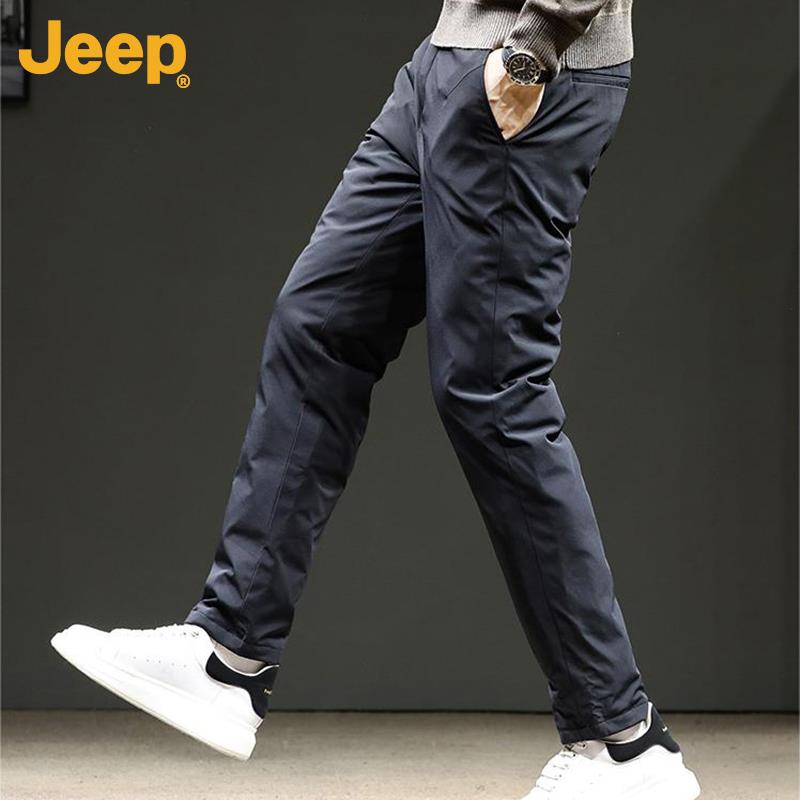 Jeep吉普冬季新款外穿男士羽绒裤户外加厚鸭绒保暖大码直筒休闲裤