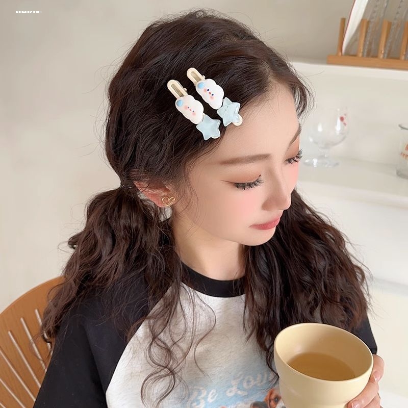 少女时尚可爱云朵星星发夹集合显白鸭嘴夹质感气质2023发饰头饰