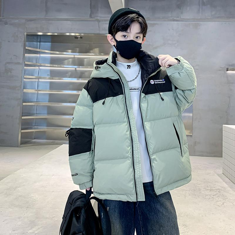 bala巴拉中大童男童羽绒服2023秋季新款白鸭绒洋气加厚拼色连帽