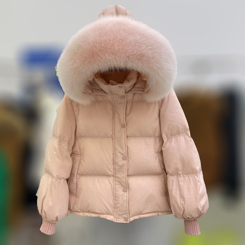短款羽绒服女2023新款小个子韩版宽松加厚大毛领冬季面包服外套潮