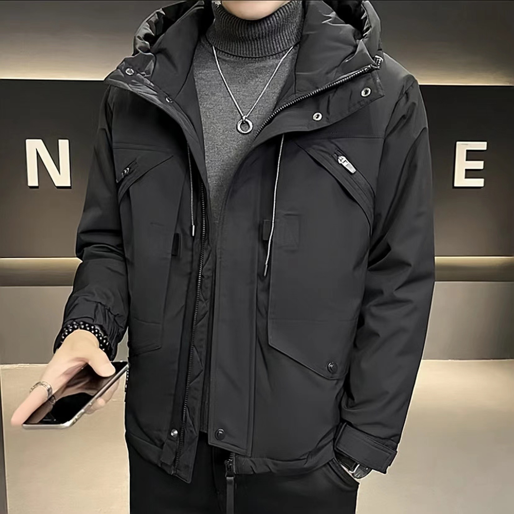 【冬季新款 90绒】8806-冬季新款工装连帽羽绒服W