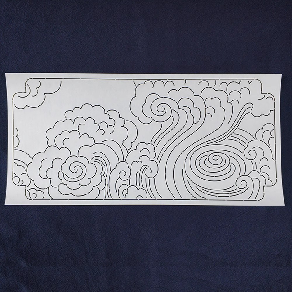 刺子绣模板 祥云图案 中式禅意茶垫茶席手工画图工具 云纹