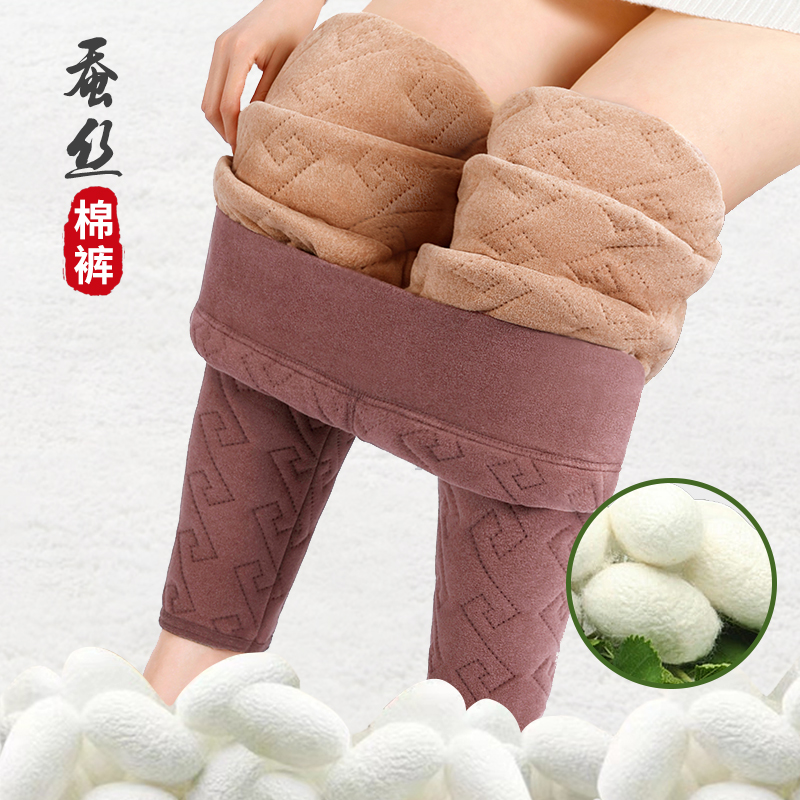 秋冬款女士棉裤加绒加厚双面德绒保暖裤高腰大码一体打底裤子