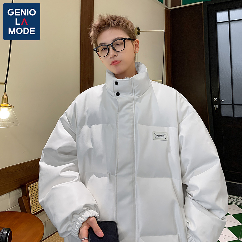 GENIOLAMODE冬季潮牌休闲up皮棉衣oversize宽松棉服男女加厚外套
