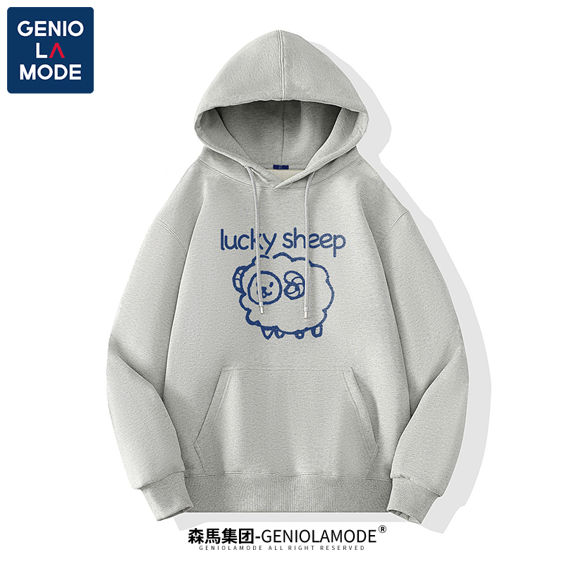 GENIOLAMODE秋冬潮牌连帽卫衣男女oversize宽松情侣休闲百搭外套