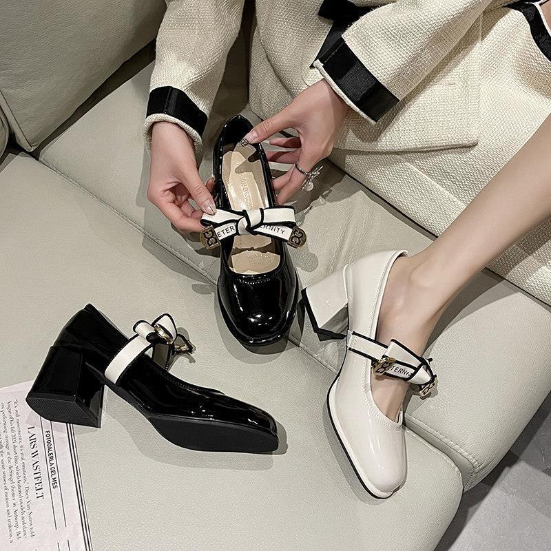 2023秋季新款日系玛丽珍法式单鞋子女春季百搭粗跟复古小皮鞋女