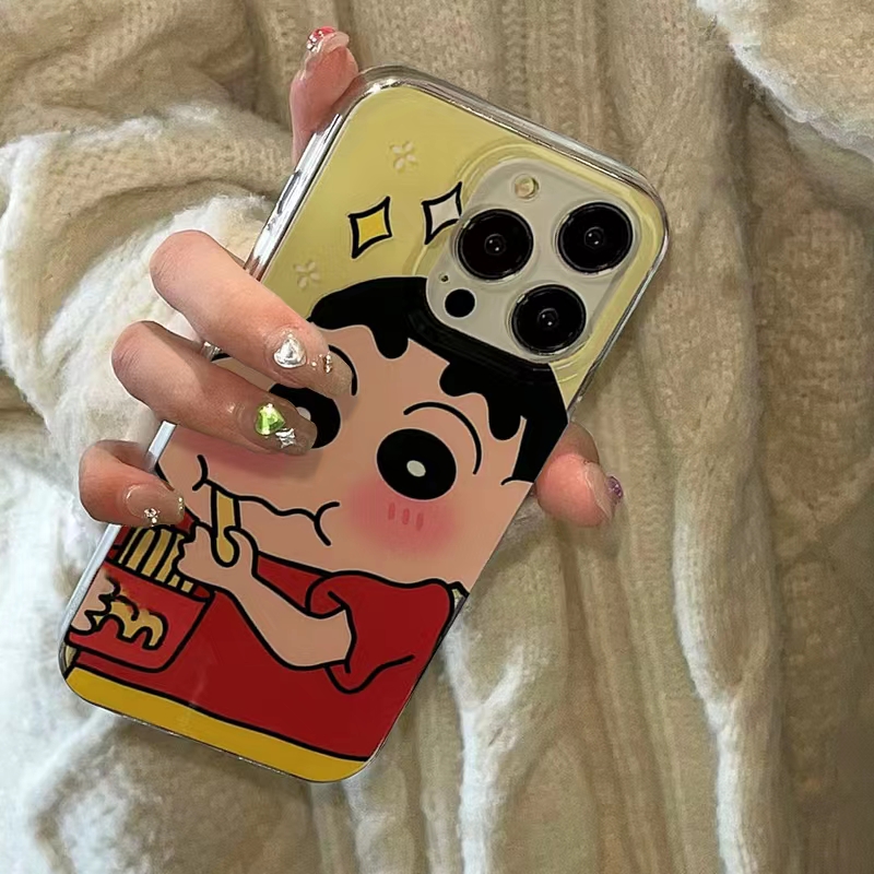 ins吃薯条小新支架适用13promax手机壳14pro新款iPhone12苹果11软