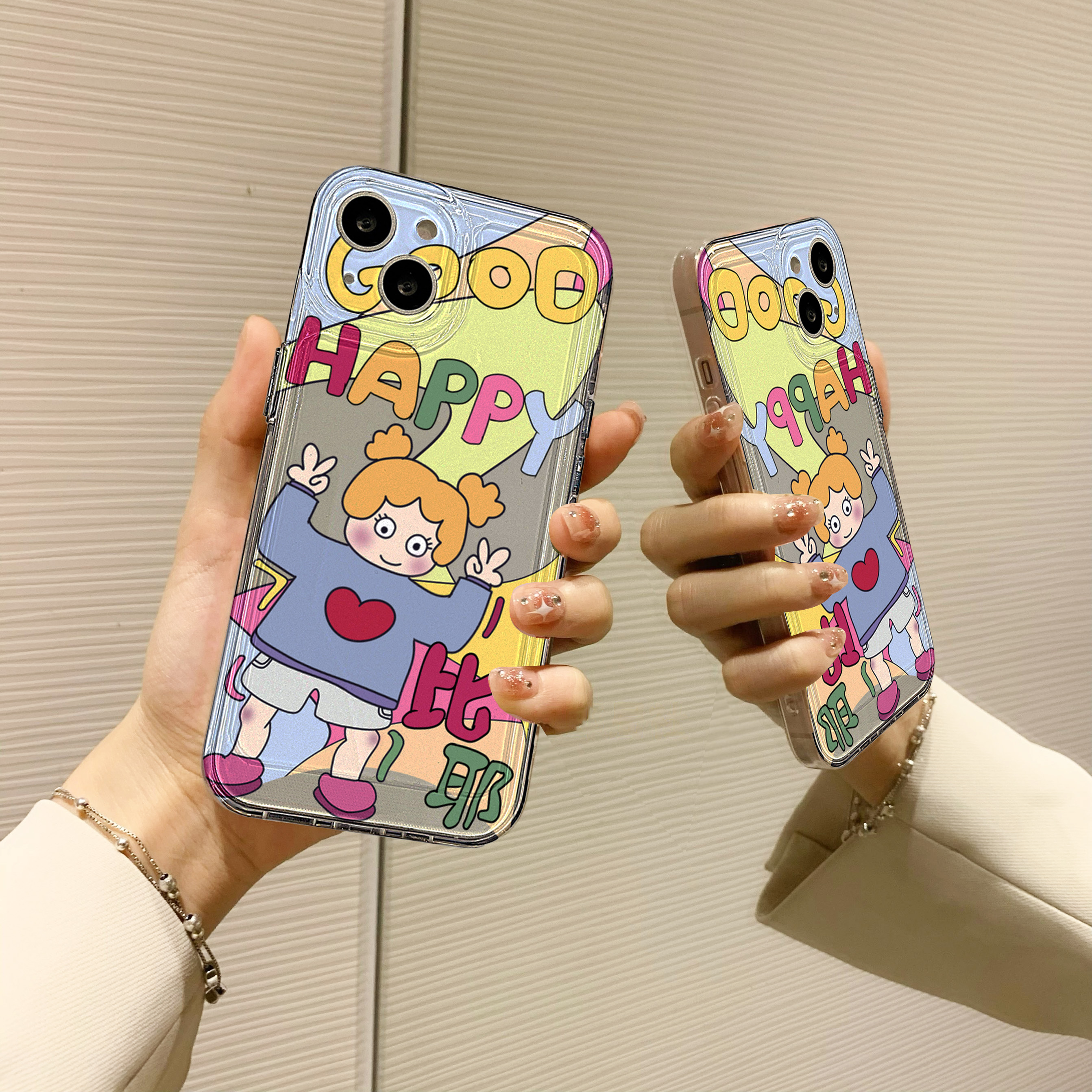 可爱涂鸦女孩适用iphone13手机壳苹果14/12promax透明11女xs软壳