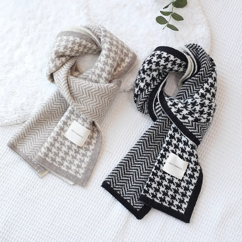 围巾女秋冬季2023新款长百搭千鸟格毛围脖爆款高档时尚款护颈情侣